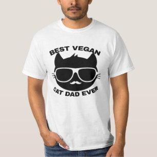 Best vegan black cat with glasses -mustash cat- T-Shirt