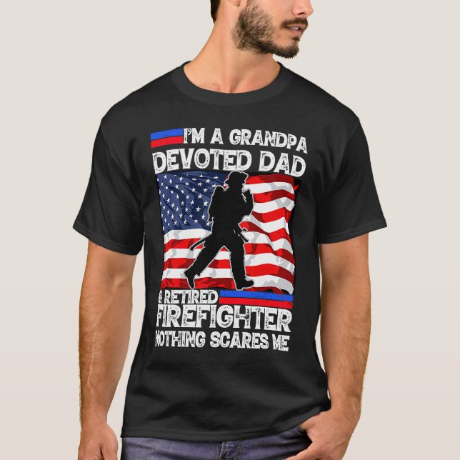 Best Veteran Firefighter Retired Grandpa Dad Fathe T-Shirt (Front)