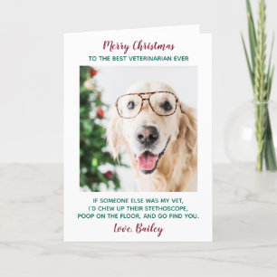 Best Veterinarian Ever Personalised Pet Photo Holiday Card