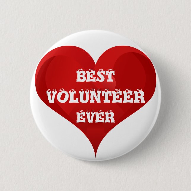 Best Volunteer Ever Red Heart Button (Front)
