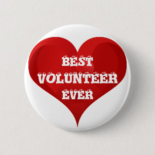 Best Volunteer Ever Red Heart Button