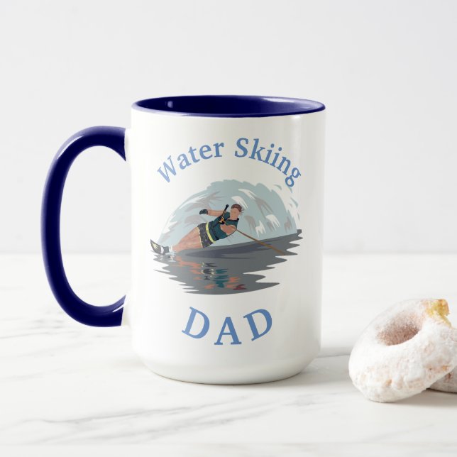 Best "Water Skiing DAD" Ever! Father's Coffee Mug (With Donut)