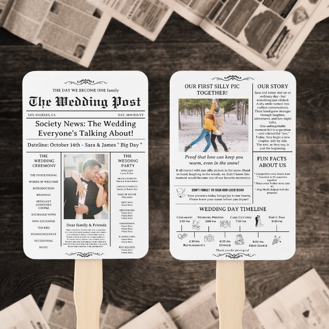 Best Wedding programs Newspaper with Timeline Hand Fan (Creator Uploaded)