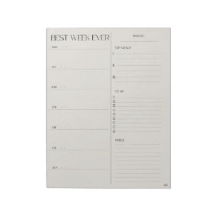 best week planner 11" x 8.5" Notepad - 40 pages