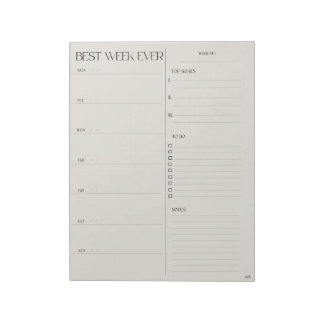 best week planner - MONDAY START Notepad