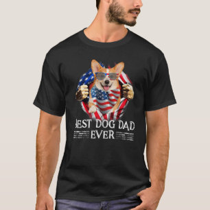 Best Welsh Corgi Dad American Flag 4th Of July Me T-Shirt