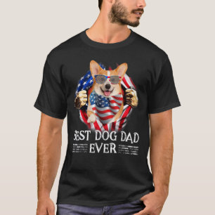 Best Welsh Corgi Dad American Flag 4th Of July Me T-Shirt