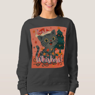 Best Whiskers! Funny Santa Cat Sweatshirt