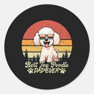 Best White Toy Poodle Dad Ever Vintage Dog Fathers Classic Round Sticker