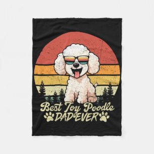 Best White Toy Poodle Dad Ever Vintage Dog Fathers Fleece Blanket