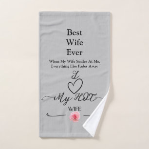 Best Wife Ever Romantic Rose Gold Heart Hand Towel