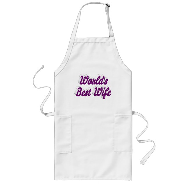 Best Wife purple text Long Apron (Front)
