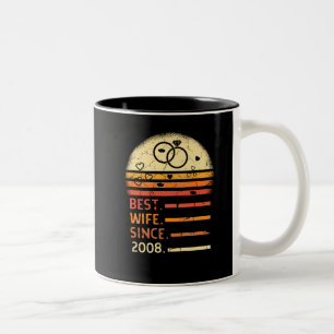 Best wife since 2008 retro vintage mother's day Two-Tone coffee mug