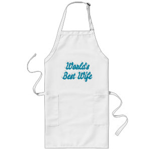 Best Wife sky blue text Long Apron