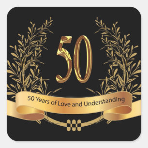 Best Wishe 50th Wedding Anniversary Square Sticker