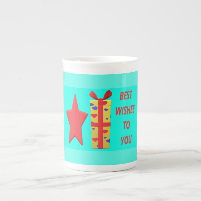 BEST WISHED BOWS GIFTS BONGS BONE CHINA MUG (Front)