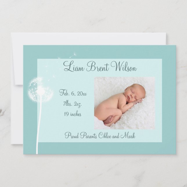 Best Wishes!!! Birth Announcement 1 (turquoise) (Front)