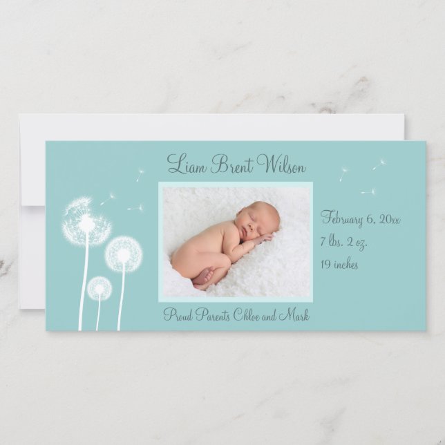 Best Wishes !!! Birth Announcement 2 (turquoise) (Front)