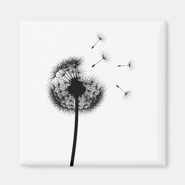 Best Wishes Black Dandelion Magnet (Front)