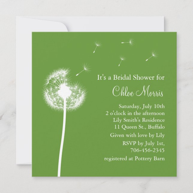 Best Wishes! Bridal Shower Invitation (green) (Front)