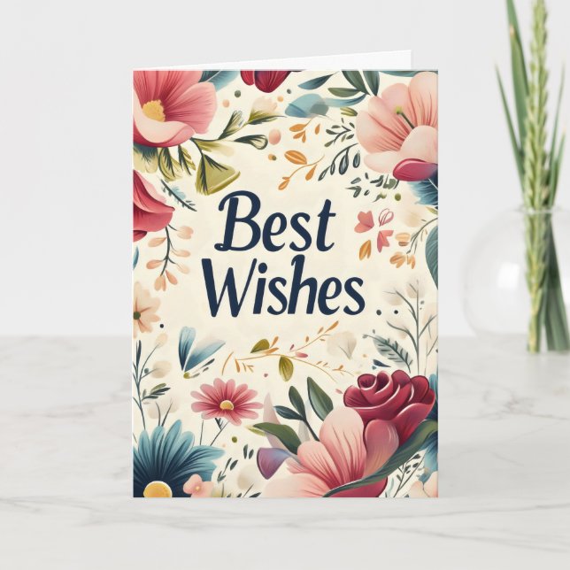 Best Wishes Colourful Flowers Holiday Card (Front)