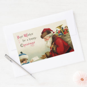 Best Wishes for a Happy Christmas Rectangular Rect Sticker