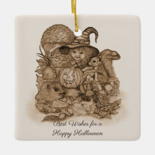Best Wishes for a Happy Halloween Ceramic Ornament