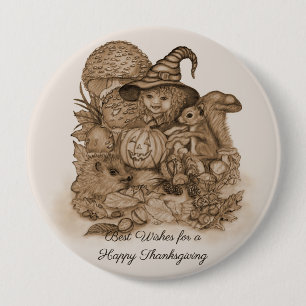 Best Wishes for a Happy Thanksgiving 10 Cm Round Badge