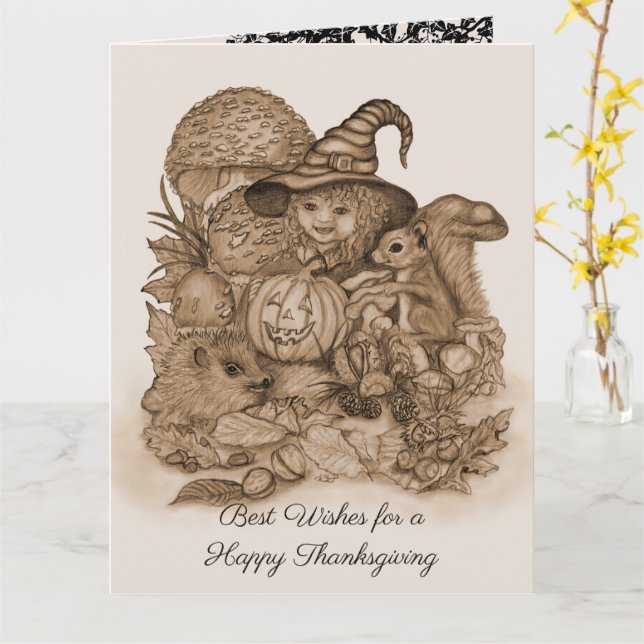 Best Wishes for a Happy Thanksgiving Card (Yellow Flower)