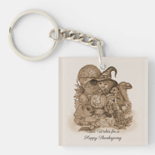 Best Wishes for a Happy Thanksgiving Key Ring