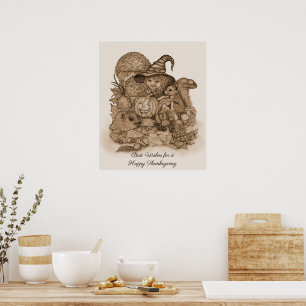 Best Wishes for a Happy Thanksgiving Poster