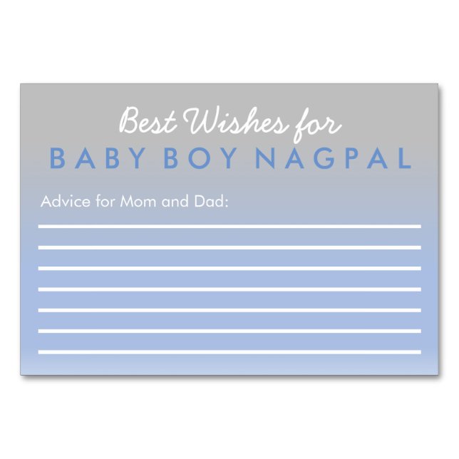 Best Wishes for Baby Advice Card Ombre Blue Silver (Front)