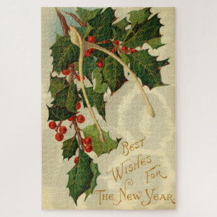 Best Wishes for The New Year - VIntage Postcard Jigsaw Puzzle
