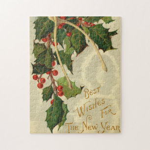 Best Wishes for The New Year - VIntage Postcard Jigsaw Puzzle