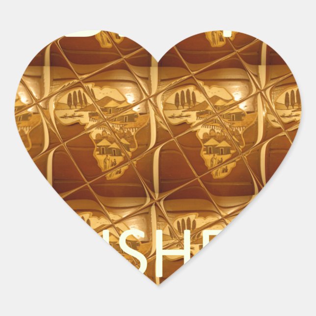 Best Wishes from Africa: A Golden Continent Heart Sticker (Front)