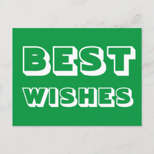 Best Wishes, Good Luck, green white Postcard