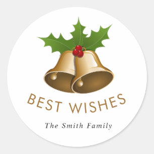 Best Wishes Jingle Bells Smith Family Classic Round Sticker