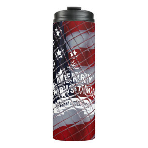 Best Wishes Merry Christmas United States Flag Art Thermal Tumbler