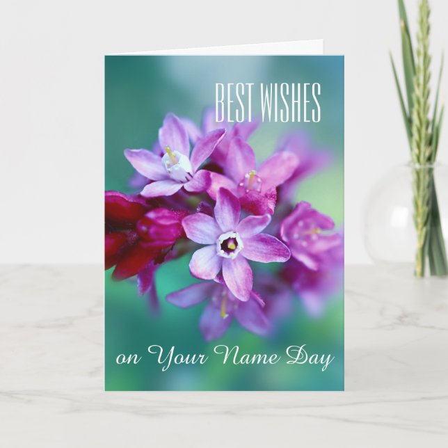 Best wishes, name day card spring flowers (Front)