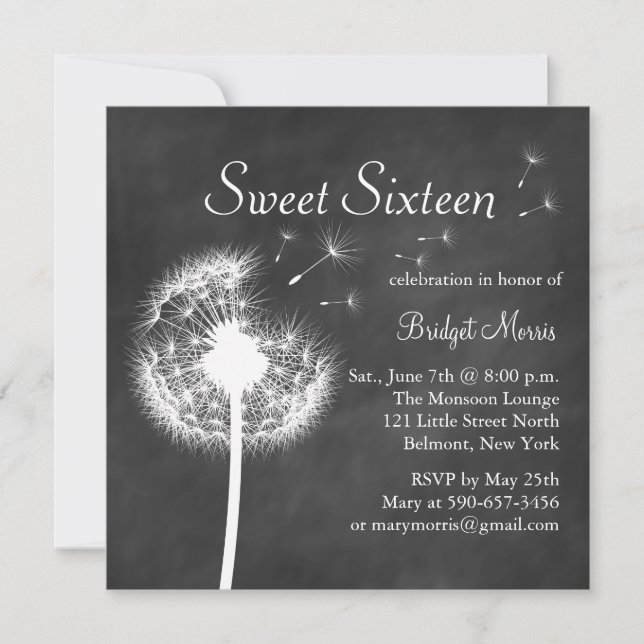 Best Wishes! on Chalkboard Sweet Sixteen Invite (Front)