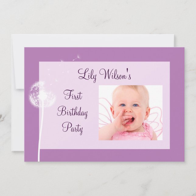 Best Wishes! Photo Birthday Party Invite(purple) Invitation (Front)