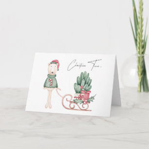 Best Wishes Polar Bear and Pine Boughs Card