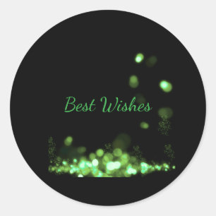 Best Wishes Sticker - Black Green Glitter Sticker