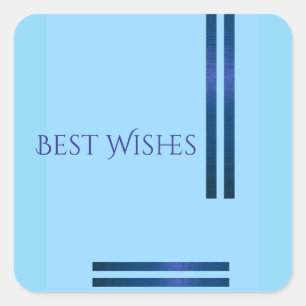 Best Wishes Sticker - Light Blue Navy Stripes