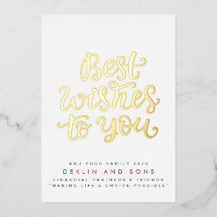 Best Wishes to you and your family Modern Business Foil Holiday Card