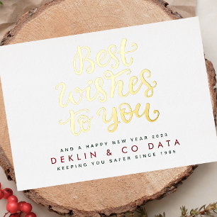 Best Wishes to you Happy New Year 2026 Gold Modern Foil Holiday Card