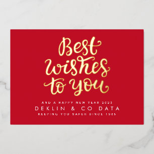 Best Wishes to you Happy New Year 2026 Gold Red Foil Holiday Card