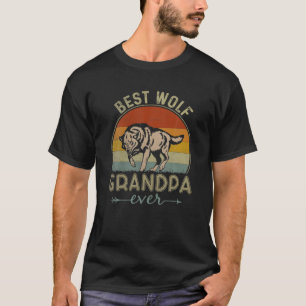 Best Wolf Grandpa Ever Retro Wolf Graphic Father's T-Shirt