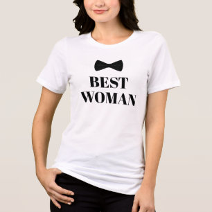 best woman black tie bow wedding Tri-Blend shirt