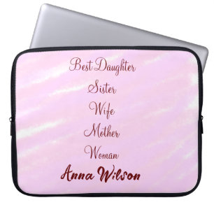 Best woman mum wife daughter add name text female laptop sleeve
